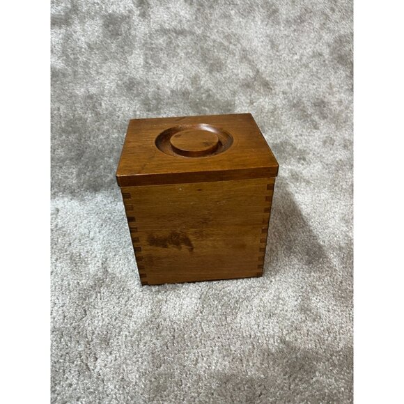 Vintage, Wood Box/Canister Brass Eagle Emblem‎ Dovetail Joints Kitchen - Picture 3 of 12